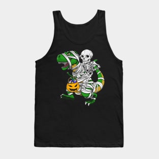 Skeleton Riding Mummy T Rex Halloween Boys Girls Kids Tank Top